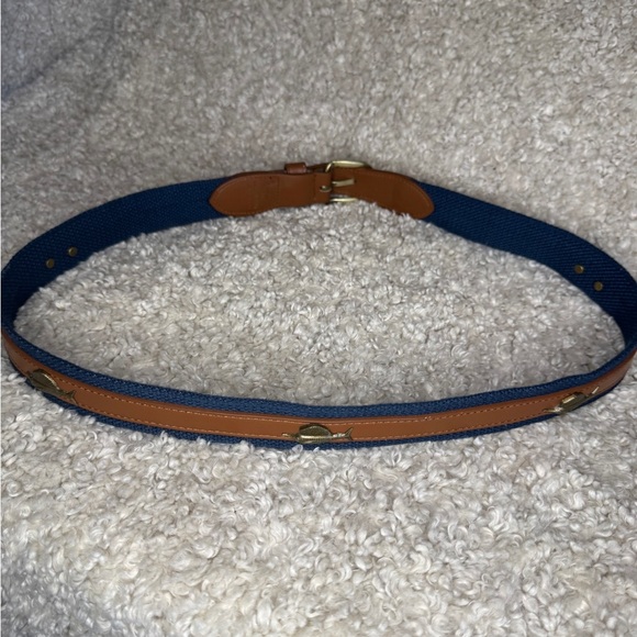 Men's Belt Leather Canvas and Leather Fish Metal Dorado Mahi Mahi Size 38 - Picture 4 of 12